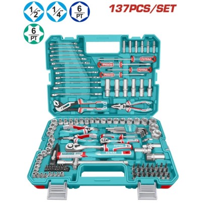 TOTAL CONJUNTO DE FERRAMENTAS COMBINADAS 137PCS  THKTHP21376 Total Herramientas Oficial
