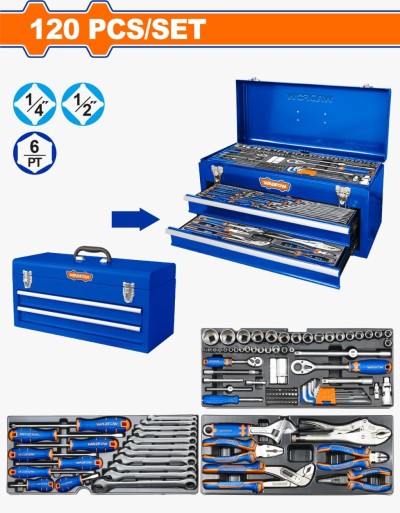 WADFOW KIT FERRAMENTAS METALICA 120PCS  WHS3120 Total Herramientas Oficial