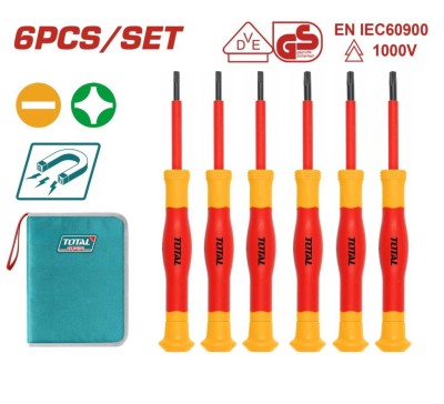 TOTAL CONJUNTO DE CHAVES DE FENDA DE PRECISÃO ISOLADAS 6PCS THKIPSD0601 Total Herramientas Oficial