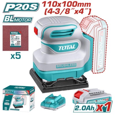 TOTAL LIXADEIRA ORBITAL MOTOR SEM ESCOVAS 20V TSHSLI20241 Total Herramientas Oficial