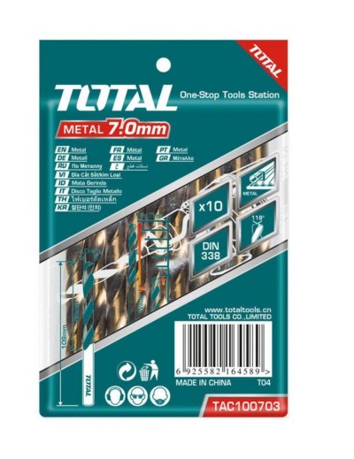 TOTAL BROCA HSS TAC100303 3.0X61X33MM Total Herramientas Oficial