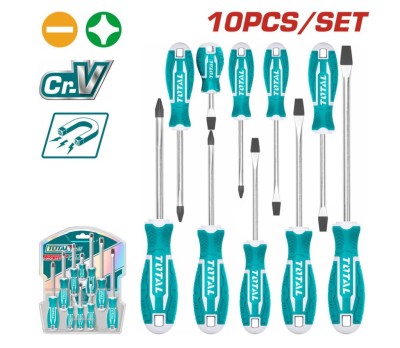 TOTAL KIT CHAVE FENDAS 10PCS THT250610  Total Herramientas Oficial