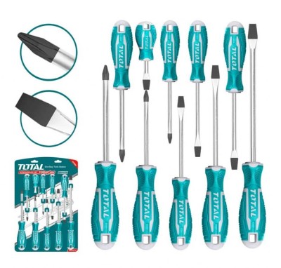 TOTAL KIT CHAVE FENDA  THT250610 10PCS Total Herramientas Oficial