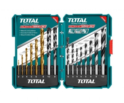 TOTAL CONJUNTO DE BROCA PARA METAL, BETÃO E MADEIRA TACSD6165 16PCS Total Herramientas Oficial
