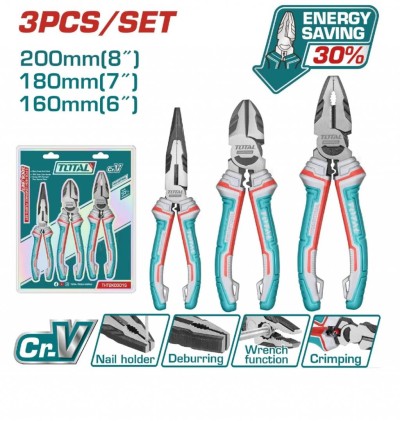 TOTAL KIT DE ALICATES 3PCS  THT2K0301S  Total Herramientas Oficial