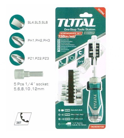 TOTAL KIT CHAVE CATRACA  TACSD30156 15PC Total Herramientas Oficial