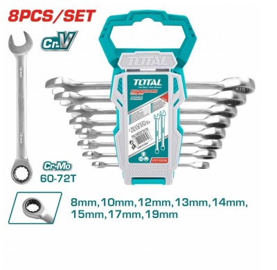TOTAL KIT CHAVE CATRACA  THT102RK086 8PCS Total Herramientas Oficial