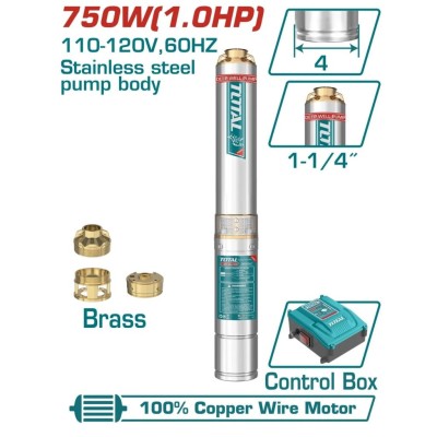 TOTAL BBOMBA DE ÁGUA DE POÇO  1HP 750W 80M UTWP57506 Total Herramientas Oficial
