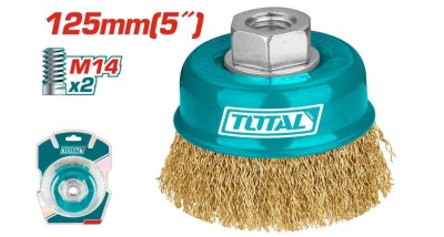 TOTAL CEPILLOS COPA DE  ALAMBRE 125MM  TAC31051 M14 Total Herramientas Oficial