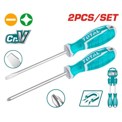 TOTAL JOGO DE CHAVES DE FENDA 2PCS CR.V SL6.5+PH2 125MM THT250201 Total Herramientas Oficial