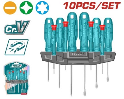 TOTAL KIT CHAVE FENDA   10 PCS  THTDC251001 Total Herramientas Oficial