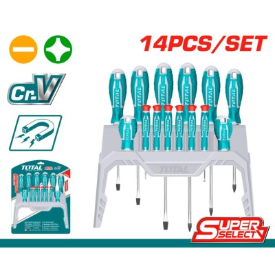 TOTAL KIT DE CHAVE DE FENDA DE PRECISÃO E PONTAS   THT250614 14PCS Total Herramientas Oficial