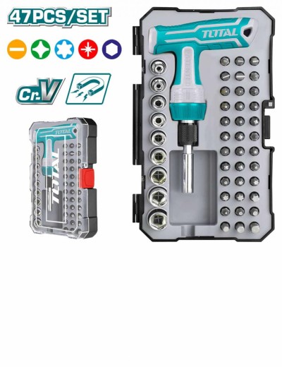 TOTAL KIT DE CHAVE DE FENDA COM CHAVE COM CABO T  TACSD30476 47PCS Total Herramientas Oficial