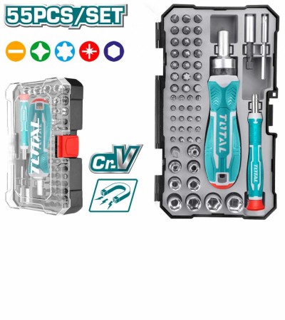 TOTAL KIT CHAVE DE FENDA TACSD30556 55PCS Total Herramientas Oficial