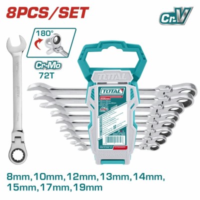 TOTAL KIT CHAVE CATRACA  FLEXÍVEL 8PCS THT102RK586  Total Herramientas Oficial