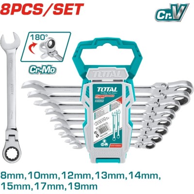TOTAL KIT CHAVE CATRACA  FLEXÍVEL 8PCS THT102RK586  Total Herramientas Oficial
