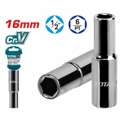 TOTAL SOQUET HEXAGONAL 16MM 1/2  THTST12163L  Total Herramientas Oficial