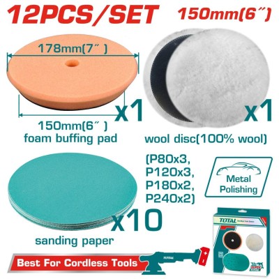 TOTAL CONJUNTO DE ACESSORIOS PARA POLIDORA 12PCS TAC15012 Total Herramientas Oficial
