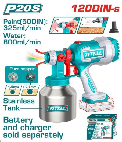 TOTAL  PISTOLA DE PINTURA 20V TSGLI20041 Total Herramientas Oficial