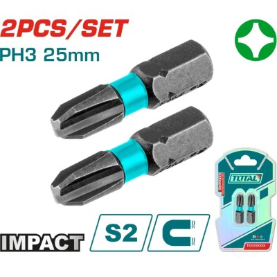 TOTAL PONTAS DE CHAVE DE IMPACTO PH3 25MM 2PCS  TACIM71PH325 Total Herramientas Oficial