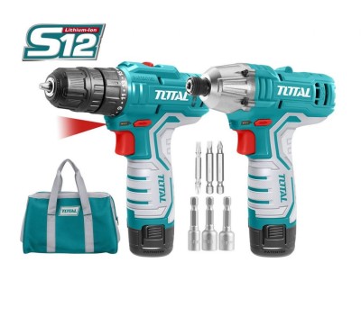TOTAL CONJUNTO DE FURADEIRA E PARAFUZADEIRA 12V  TKLI 1201 Total Herramientas Oficial