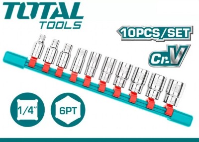 TOTAL KIT CATRACA  THT1411023 10PC  1/4 Total Herramientas Oficial