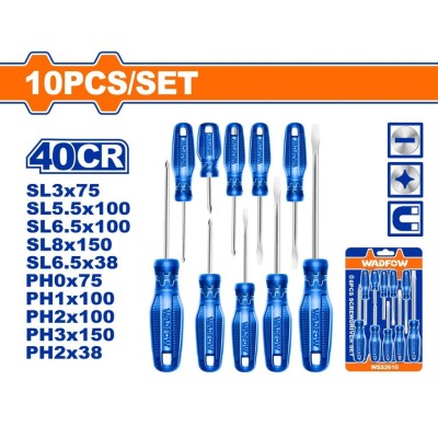 WADFOW  KIT CHAVE FENDA  WSS2410 10PC Total Herramientas Oficial