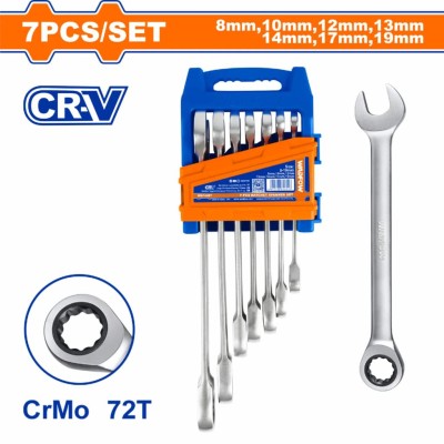 WADFOW KIT CHAVE CATRACA COMBINADA  WSP4207 7PCS Total Herramientas Oficial