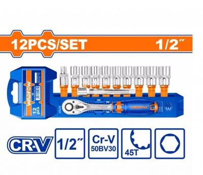 WADFOW KIT SOCKET 1/2  WST2212  12PCS Total Herramientas Oficial