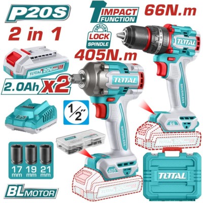 TOTAL COMBO FURADEIRA + CHAVE DE IMPACTO TCKLI20286 Total Herramientas Oficial