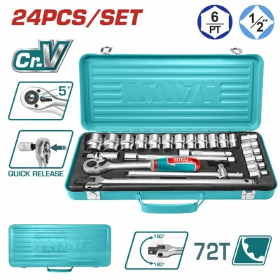 TOTAL KIT CATRACA 1/2 THT121242  24PCS   Total Herramientas Oficial