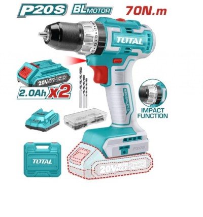 TOTAL  PARAFUSADEIRA 20V UTIDLI20605 SEM ESCOVA  COM IMPACTO Total Herramientas Oficial