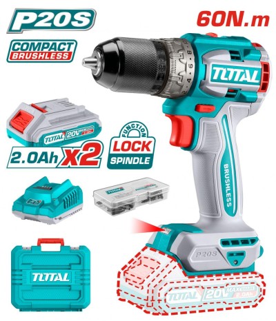 TOTAL  PARAFUSADEIRA 20V UTDLI20602  MOTOR BRUSHLESS Total Herramientas Oficial
