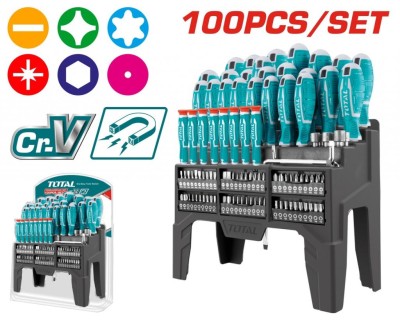 TOTAL KIT CHAVE DE FENDA  THT2506100 100PCS Total Herramientas Oficial