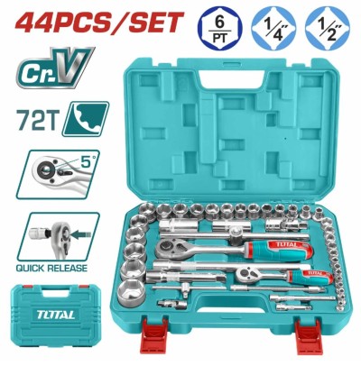 TOTAL KIT DE SOCKET 1/4 E 1/2 THT421441 44PCS Total Herramientas Oficial