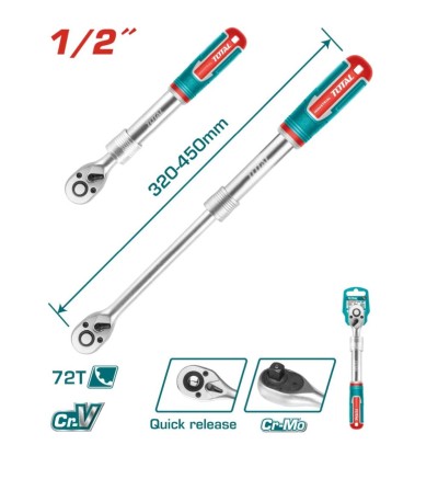 TOTAL CHAVE DE CATRACA EXTENSÍVEL 1/2  THT106128L Total Herramientas Oficial