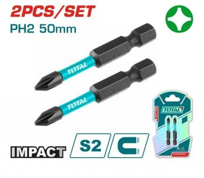 TOTAL  BITS PHILIPS DE IMPACTO PH2 50MM  TACIM71PH250 Total Herramientas Oficial