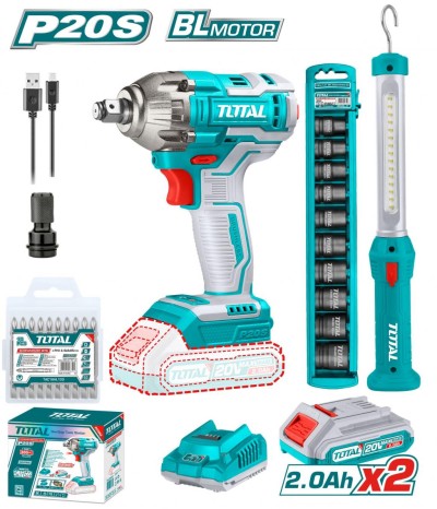 TOTAL CHAVE DE IMPACTO COM ADAPTADOR 1/4 20V UTOSLI231004 Total Herramientas Oficial
