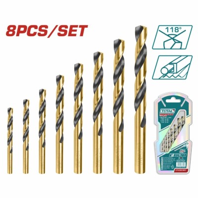 TOTAL CONJUNTO DE BROCAS HELICOIDAL HSS  8PCS UTACSD0801 METAL  Total Herramientas Oficial