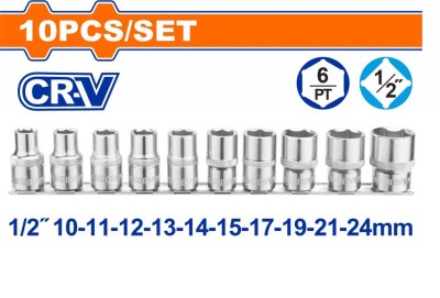 WADFOW CONJUNTO SOQUETE CR-V 10PCS    WST2410 Total Herramientas Oficial