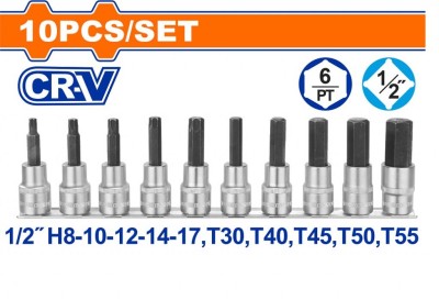 WADFOW CONJUNTO DE BITS COM PONTAS  1/2 10PCS  WST1412 Total Herramientas Oficial