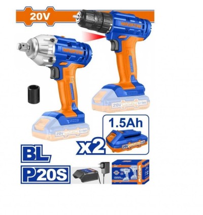 WADFOW KIT CHAVE DE IMPACTO + PARAFUSADEIRA  20V  WCK2017 Total Herramientas Oficial