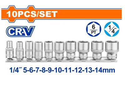 WADFOW CONJUNTO DE SOCKET 10PCS 1/4 CR-V WST4410 Total Herramientas Oficial