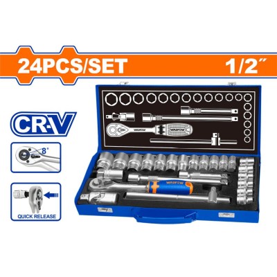 WADFOW CONJUNTO DE SOCKET 24PCS  DE 1/2  WST2L24  Total Herramientas Oficial
