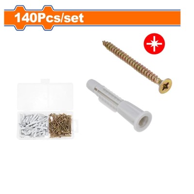 WADFOW PARAFUSOS PARA AGLOMERADO E BUCHAS DE PLÁSTICO WXT2B01 140PCS Total Herramientas Oficial
