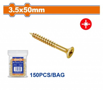 WADFOW PARAFUSOS PARA AGLOMERADO POZIDRIVE 3,5X50MM  150PCS  WXS5912  Total Herramientas Oficial