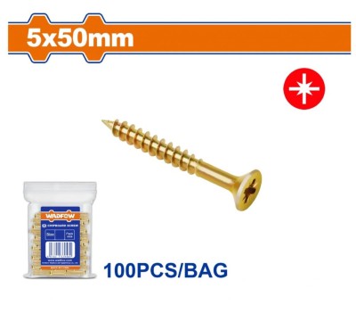 WADFOW PARAFUSOS DE AGLOMERADO POZIDRIVE 5X50MM 100PCS  WXS5942  Total Herramientas Oficial