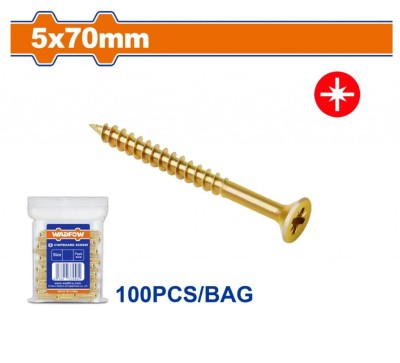 WADFOW PARAFUSOS DE AGLOMERADO POZIDRIVE 5X70MM  100PCS  WXS5943 Total Herramientas Oficial