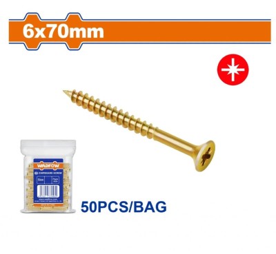 WADFOW PARAFUSOS DE AGLOMERADO POZIDRIVE  6X70MM  50PCS WXS5951  Total Herramientas Oficial