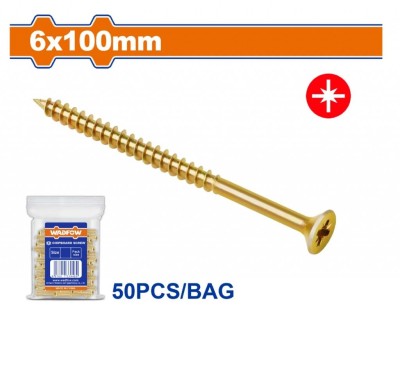 WADFOW PARAFUSOS DE AGLOMERADO  POZIDRIVE  6X100MM 50PCS   WXS5952  Total Herramientas Oficial